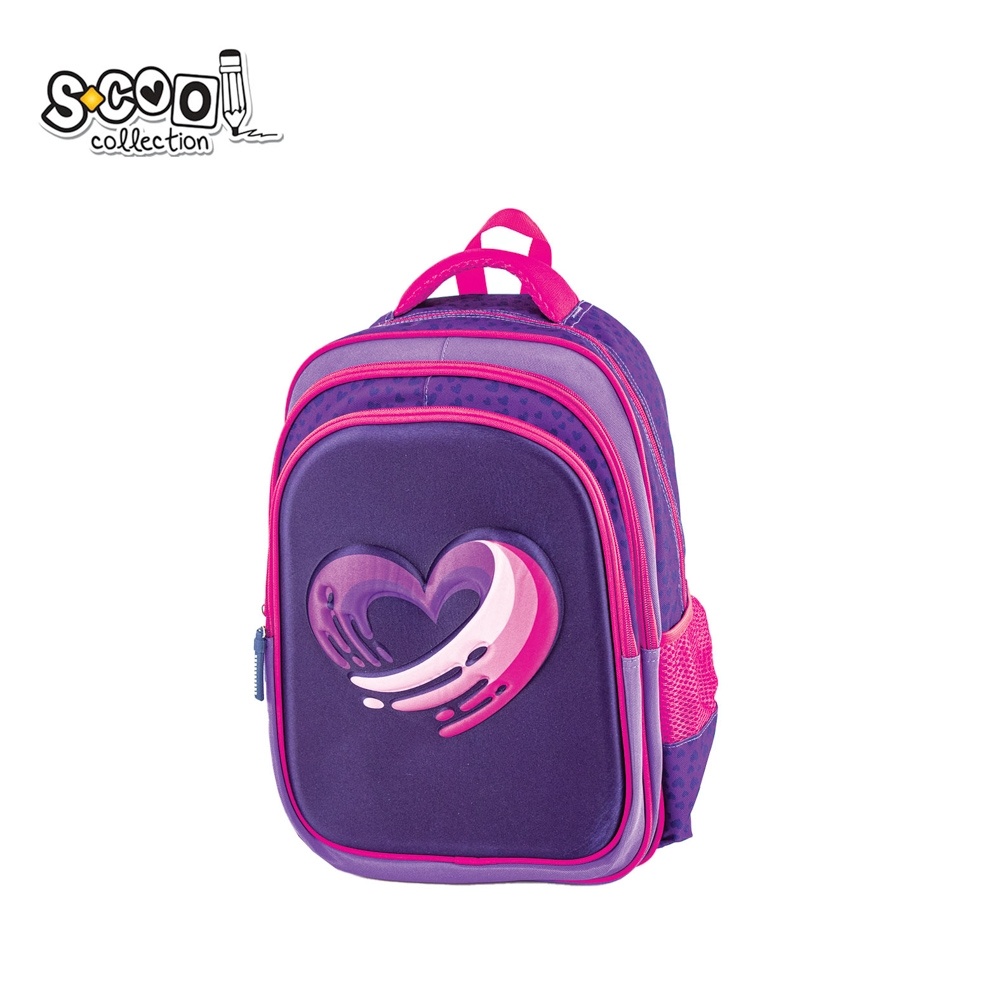Ghiozdan fete neechipat S-COOL 3D Heart, 38x35x20 cm - 1 | YEO