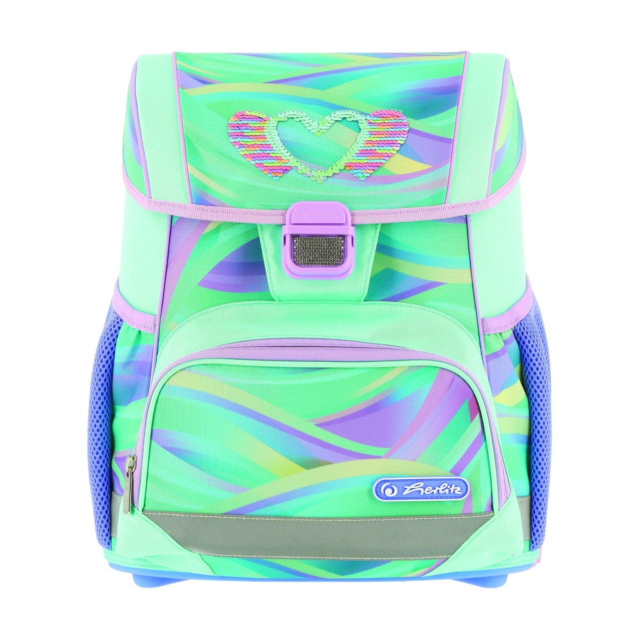 Ghiozdan neechipat Herlitz Loop Minty Love, 37 x 31 x 22 cm