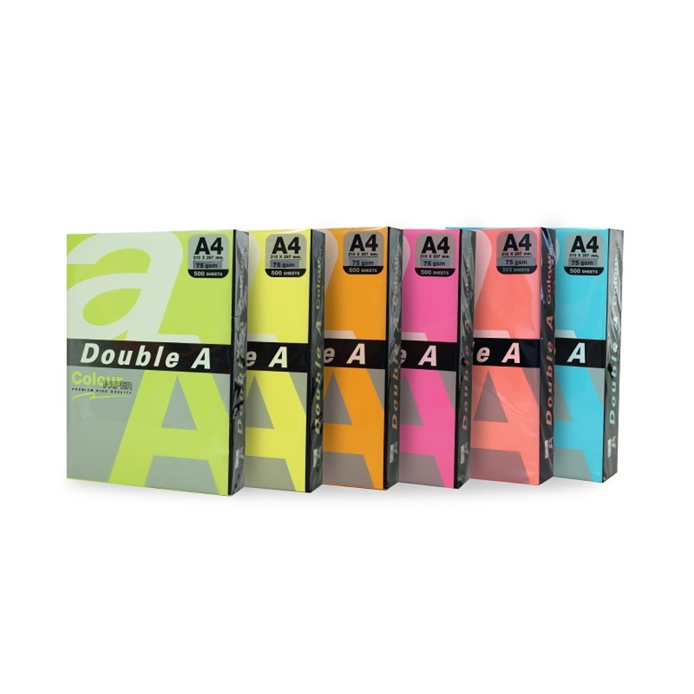 Hârtie color pentru copiator Double A, neon, 500coli/top, A4, 75g/mp, 5 culori asortate