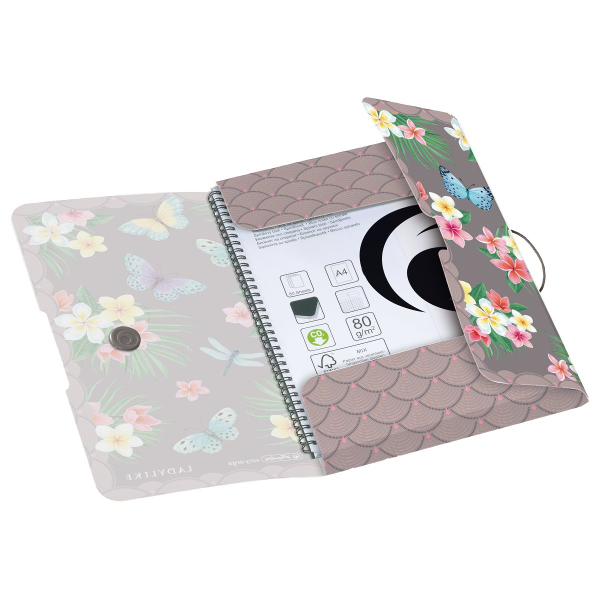 Mapa plastic cu elastic Herlitz EOTG A4 motiv Ladylike Butterflies