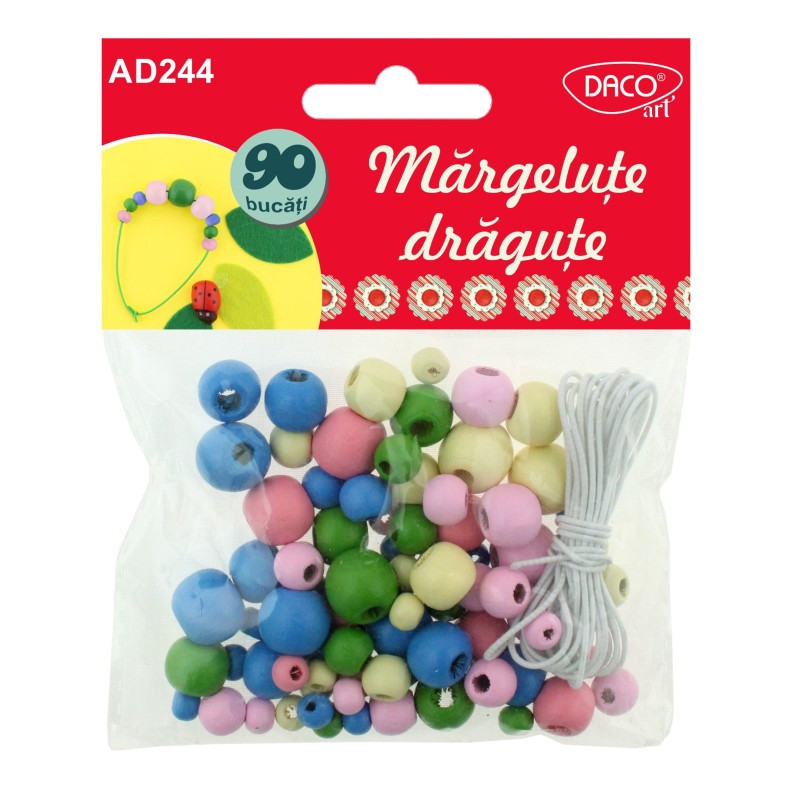 Margele dragut colorate din lemn - Accesorii craft Daco