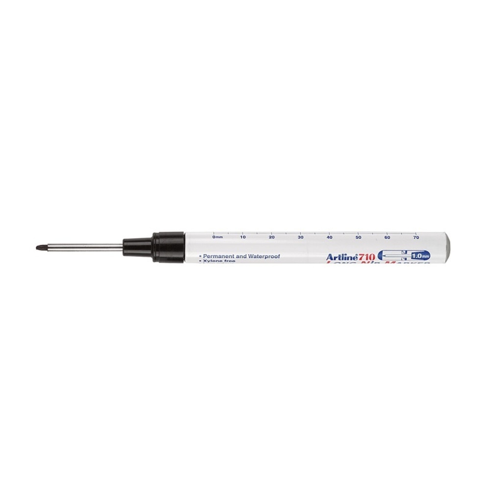 Marker Artline 710, pentru locuri greu accesibile, corp metalic, vârf lung, 1,0mm, negru