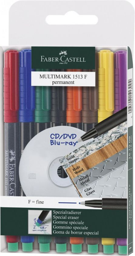Marker permanent 8F Faber-Castell Multimark, 8 buc/set