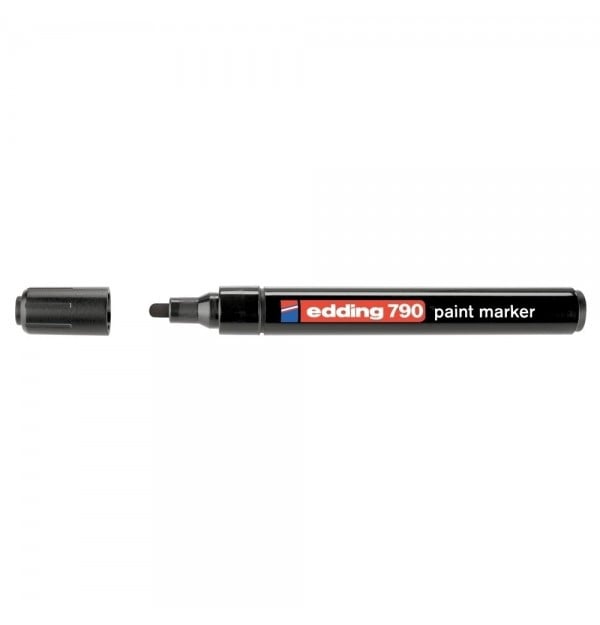 Marker permanent Edding 790, cu vopsea, corp plastic, varf rotund, 2-3 mm, negru