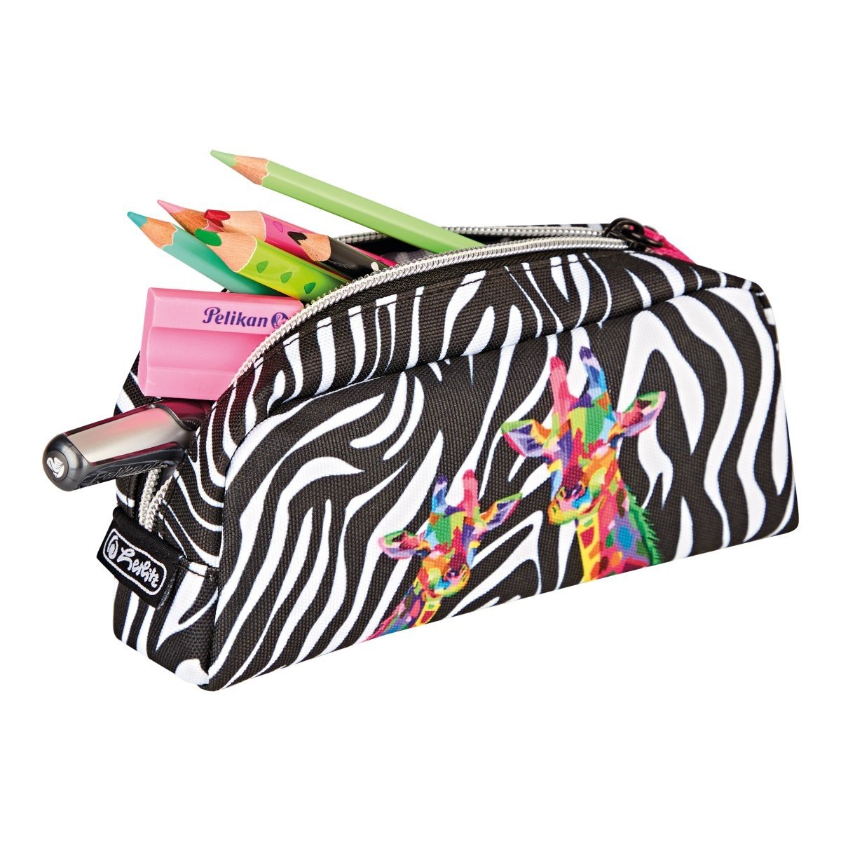 Penar neechipat fete, 1 fermoar, Dimensiuni 19,5x6,5x9,5cm, tip etui, 1 compartiment, Motiv Wild Neon Herlitz - 1 | YEO