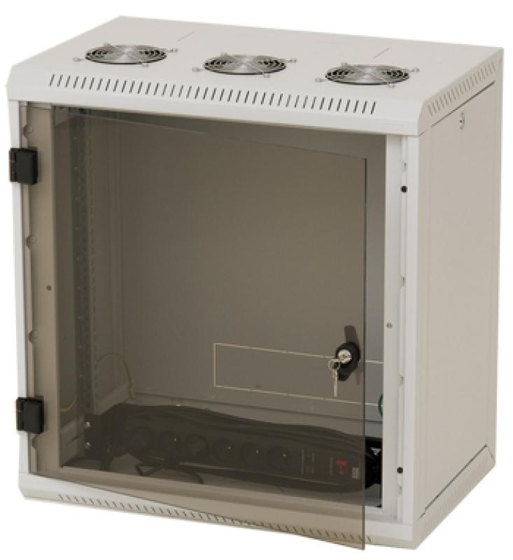 Rack de perete Triton sectiune simpla 15U 600mm adancime usa sticla panouri laterale detasabile, sectiuni - 2 | YEO