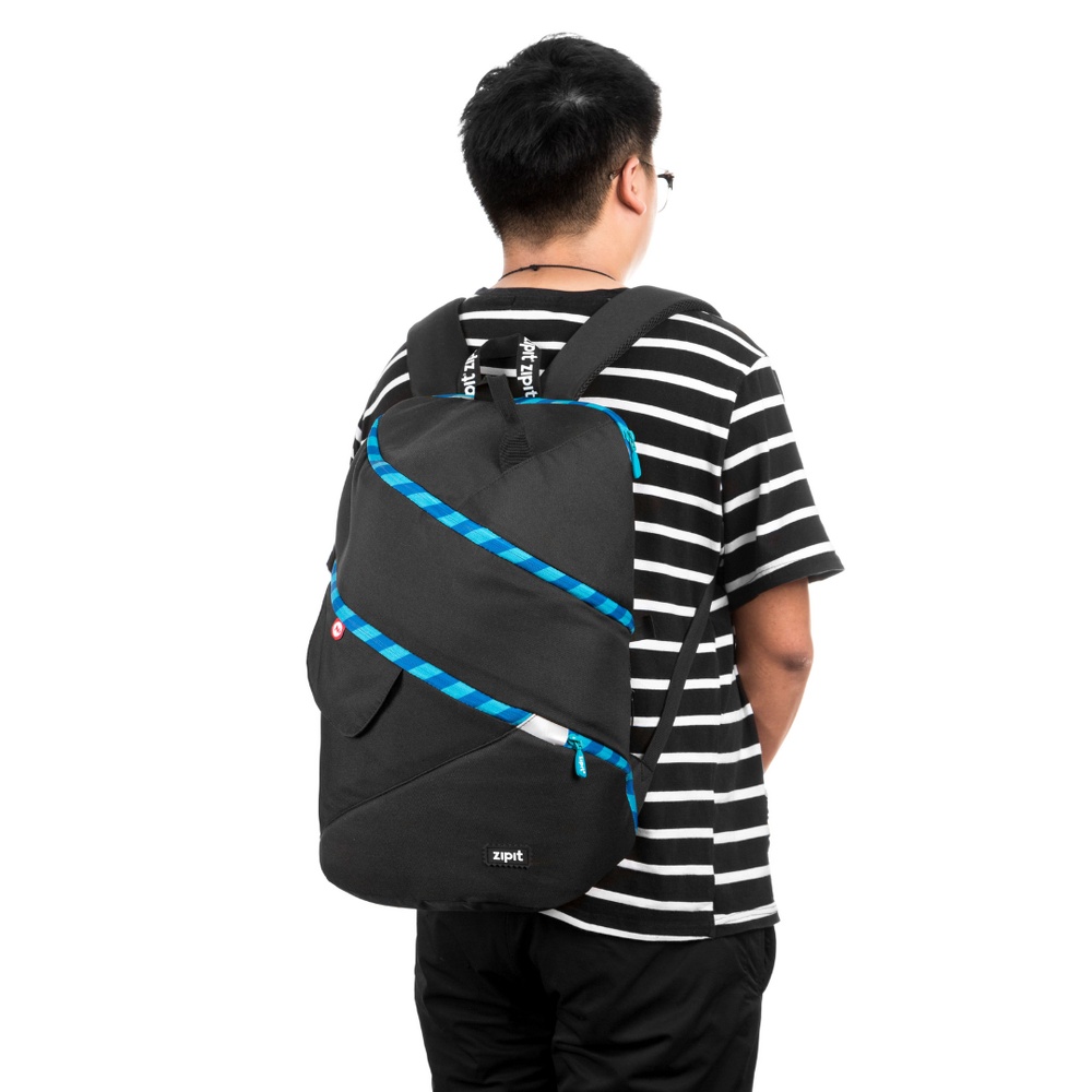 Rucsac ZIPIT Looper Premium - negru/turcoaz - 3 | YEO