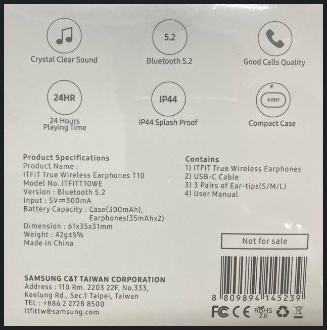 Samsung True Wireless In-Ear Buds T10 Wh - 1 | YEO