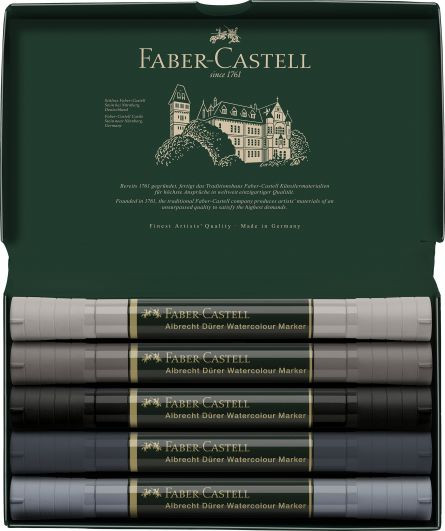 Set 5 markere solubile Faber-castell A.durer, tonuri de gri - 2 | YEO