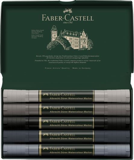 SET 5 MARKERE SOLUBILE TONURI DE GRI A.DURER FABER-CASTELL - 2 | YEO