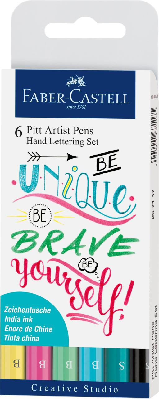 Set 6 markere Faber-castell Pitt artist pen For The Love Of Letters Be Brave Be Unique Be Yourself!