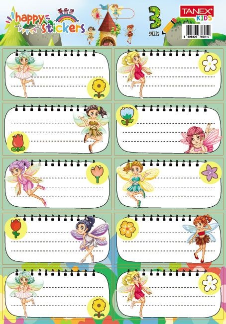 Set etichete școlare Tanex tls-819, Fairies. 30 buc/set