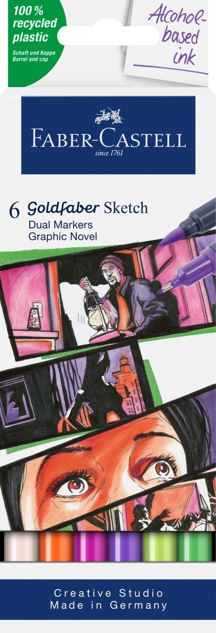 Set sketch marker 2 capete Faber-castell novel goldfaber, 6 buc/set