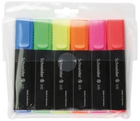 Set textmarkere Schneider Job, vârf lat 6 culori/set - (G, O, V, R, A, R)