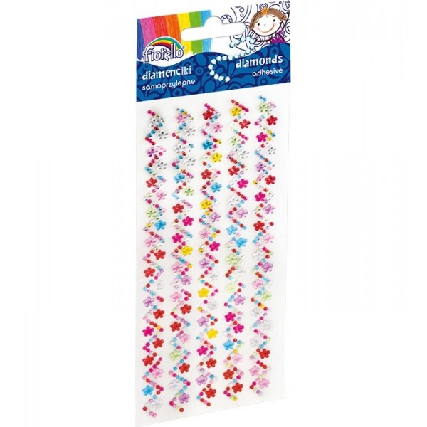 Accesorii creație Fiorello, diamante dantelă plastic, multicolor, 25cm, autoadezive, blister 5 buc