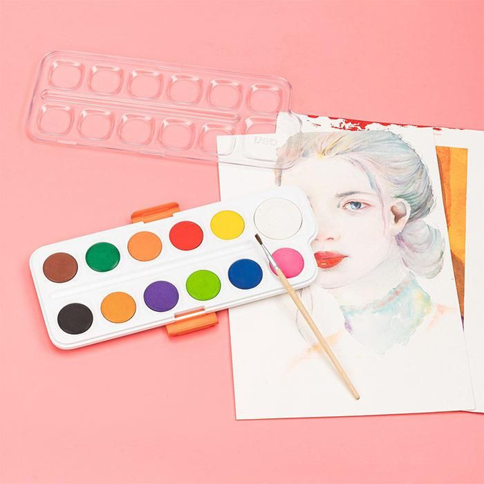 ACUARELE 12 CULORI 28MM + PENSULA DELI - 2 | YEO