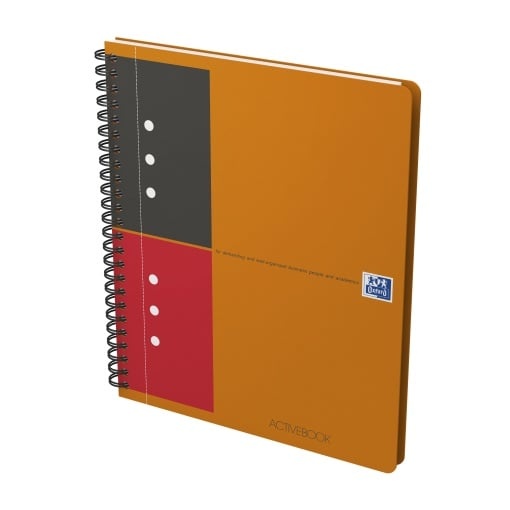 Agendă Oxford Internațional Active Book, A5+ 80 file, hârtie Optik 90g/mp, spiră dublă, scribzee, dictando, culoare portocaliu - 1 | YEO