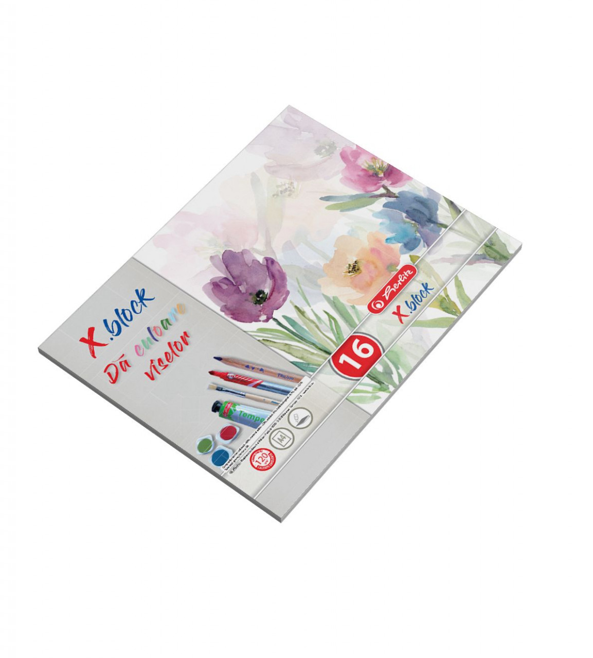 Bloc desen Herlitz X.Block A4, 15 file, 120g, policrom