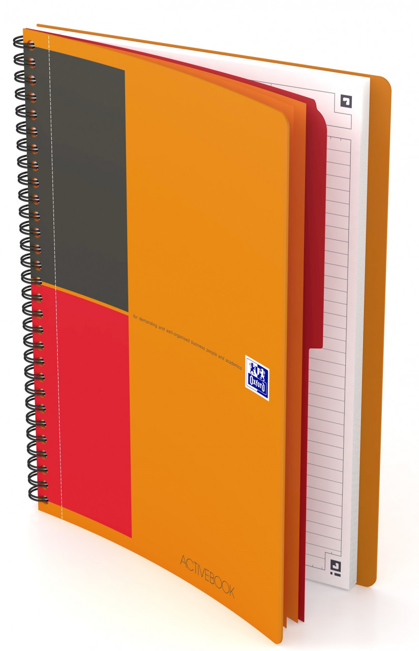 Caiet cu spirala B5, OXFORD Int. Activebook, 80 file - 80g/mp, Scribzee, coperta PP - dictando