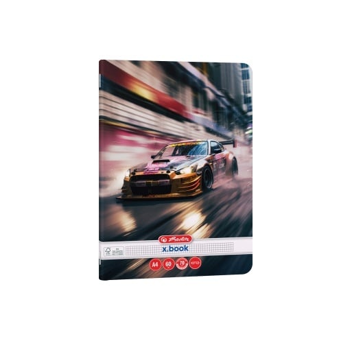 Caiet Herlitz motiv Race cars, A4, 60 file, hârtie 70g/Mp Fsc Mix, colțuri rotunjite, pătrățele - 2 | YEO