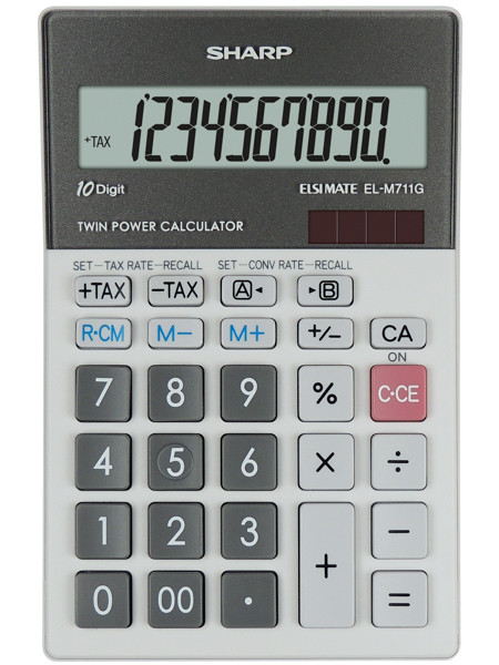 Calculator de birou, 10 digits, 152 x 100 x 33 mm, dual power, SHARP EL-M711GGY - gri