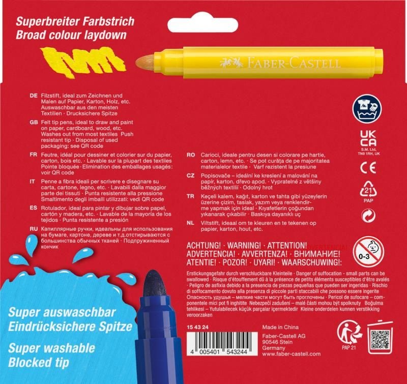 Carioca 24 culori Jumbo Superwashable Faber-Castell - 3 | YEO