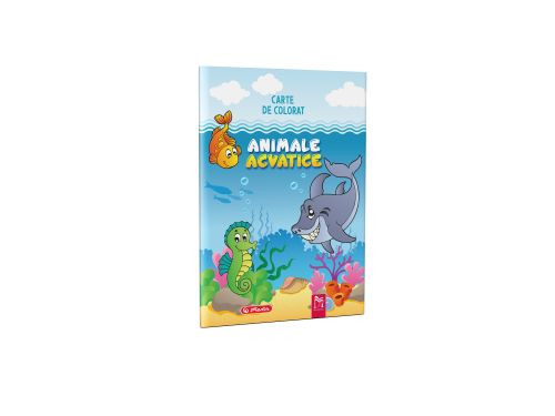Carte de colorat A4, 16 pagini, Animale Acvatice
