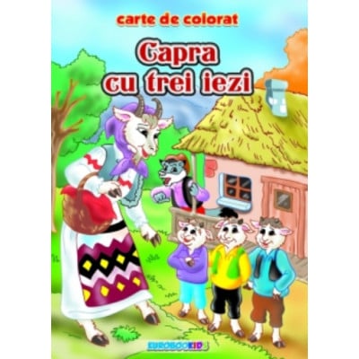 Carte de colorat - Capra cu 3 iezi