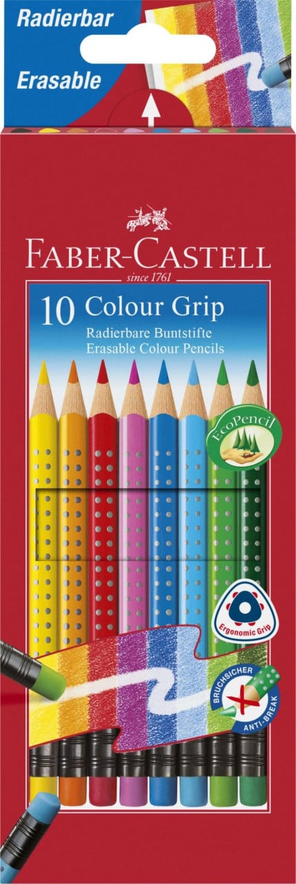 CREIOANE COLORATE 10 CULORI CU GUMA GRIP 2001 FABER-CASTELL