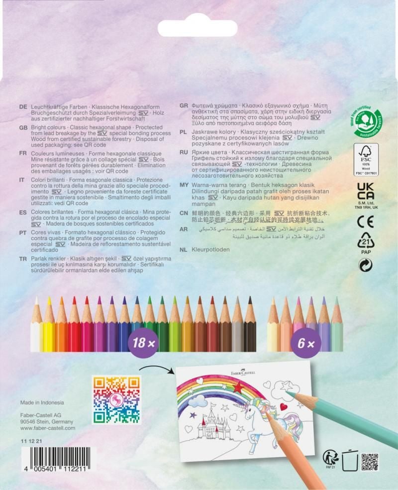 CREIOANE COLORATE 18+6 CULORI UNICORNI FABER-CASTELL - 2 | YEO