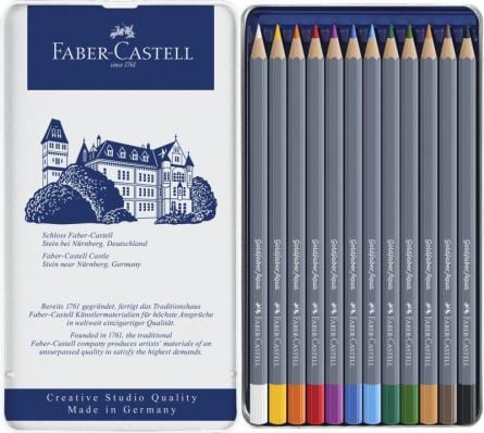 Creioane colorate Aquarelle 12 culori Goldfaber cut. Metal Faber - 2 | YEO