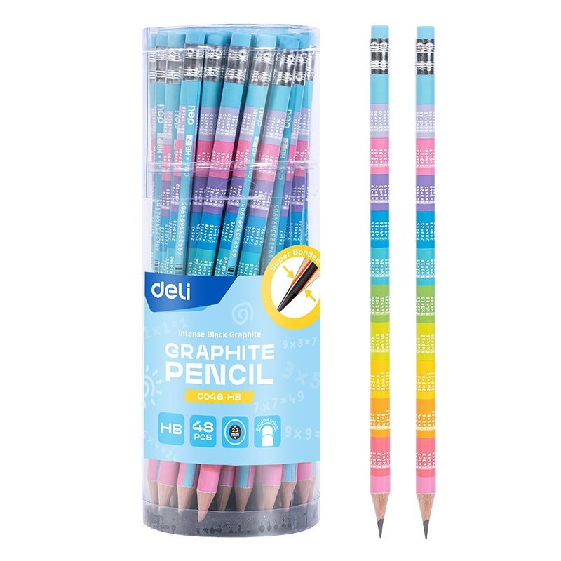 Creion grafit HB cu gumă tabla înmulțirii Deli - 1 | YEO