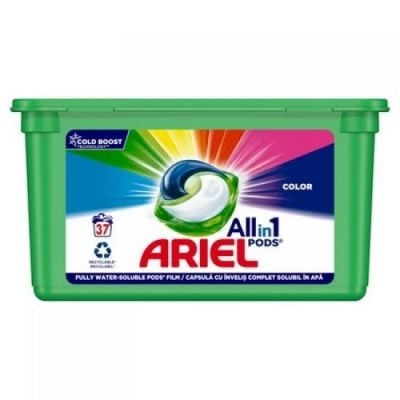 Detergent capsule gel pentru țesături All în 1 Pods Color Ariel, 37buc/cutie