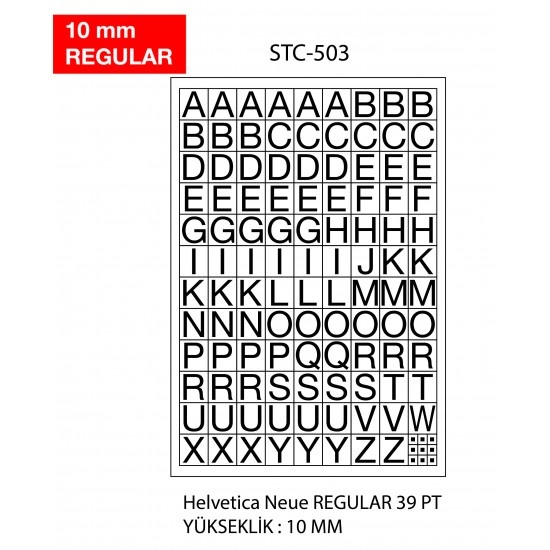 Etichete cu litere Tanex -10mm bold, A-Z, 2 folii/set