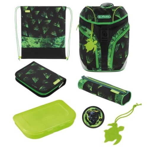 Ghiozdan băieți echipat Herlitz Softlight Plus, GREENline, motiv Explorer