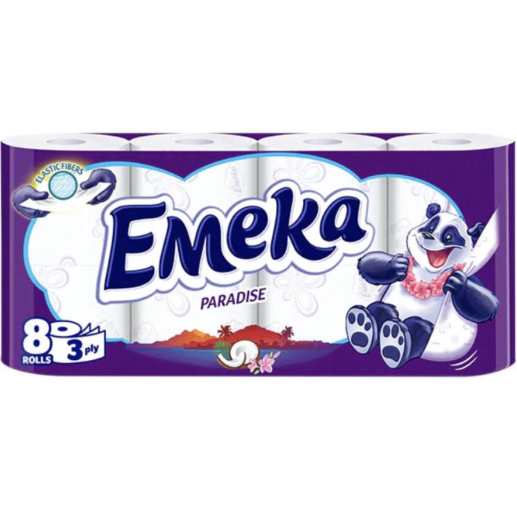 Hârtie igienică Emeka Paradise, 3 straturi, 8 role