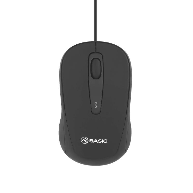 Mouse cu fir Tellur basic, mini, negru - 1 | YEO