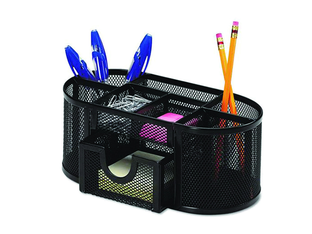 Organizer metalic Mesh, de birou, 8 compartimente, Q-Connect - negru