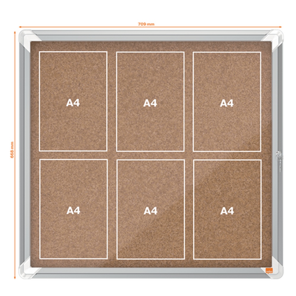 Panou plută, ramă aluminiu, 6xA4, cu usa si cheie, NOBO Premium Plus, - 2 | YEO