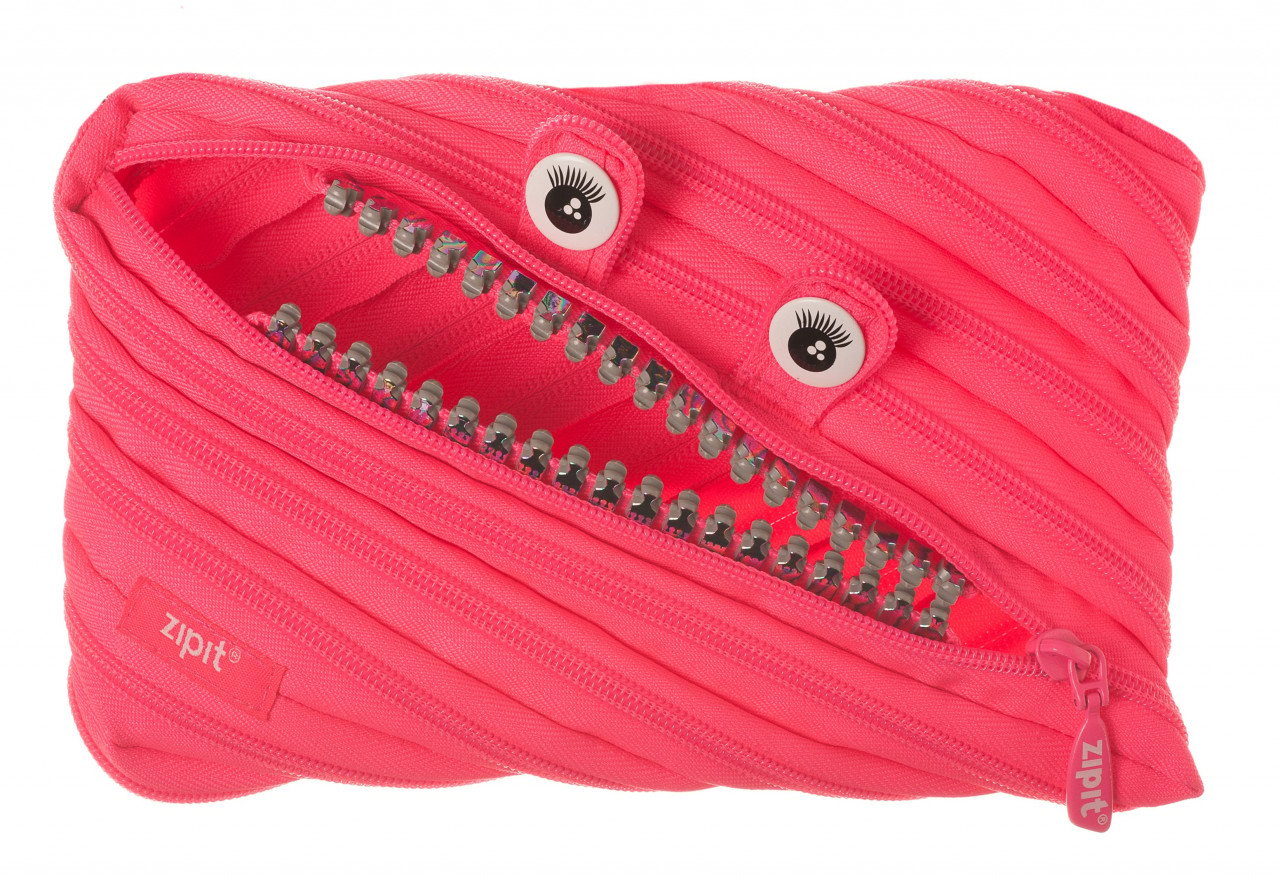 Penar cu fermoar, ZIPIT Grillz Monsters Jumbo - roz cu dinti argintii