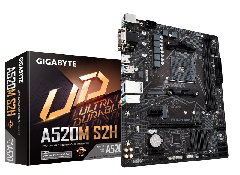 Placa de baza Gigabyte AMD A520M S2H AM4 CPU AMD Socket AM4, support for: 3rd Generation AMD Ryzen™ - 3 | YEO