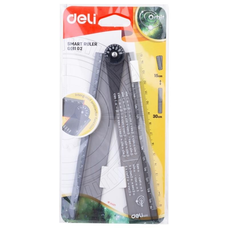 Riglă smart pliabilă Deli, 30 cm, neagră