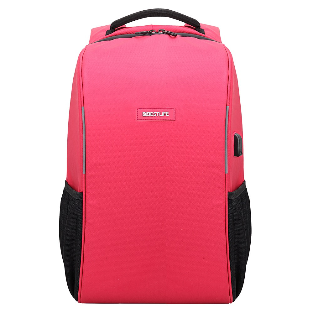 Rucsac BESTLIFE Travelsafe, laptop 15.6 inch, forma aerodinamica, conector USB si type C, rosu