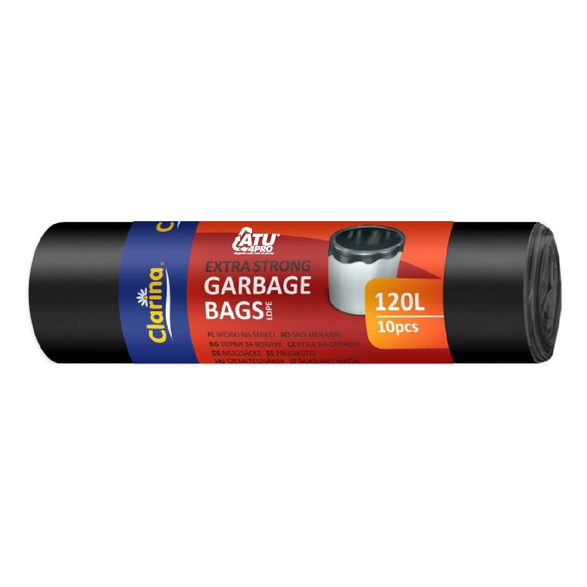 Saci menajeri Clarina, 120L, negru, 10 buc/rolă