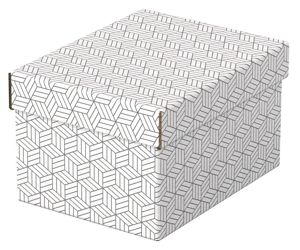 Set 3 cutii depozitare carton reciclat Esselte Recycled cu capac 25 x 20 x 15 cm alb