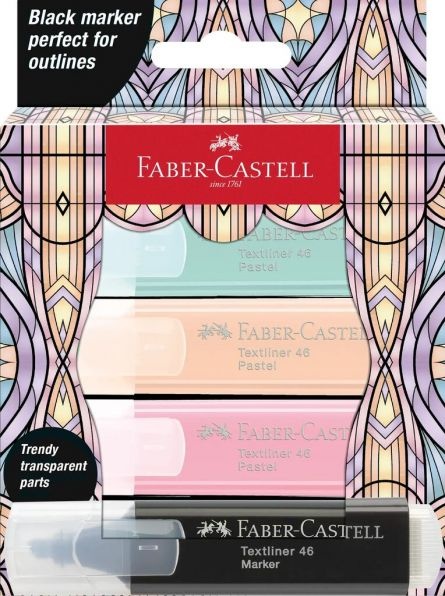 Set 4 textmarker Faber-Castell Pastel Editie Speciala Glassy