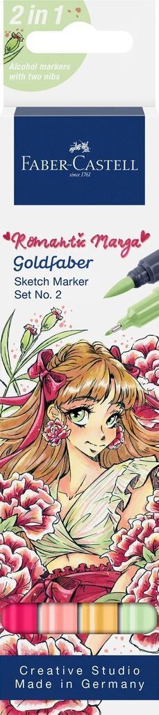 Set Faber-castell Romantic manga no.2, 4 bucati, sketch markere goldfaber