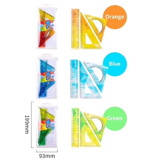 Set geometrie Deli, 3 piese, flexibil, color (rig.15, ech.13cm, ech.13cm) - 1 | YEO