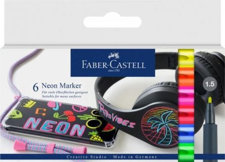 Set markere Faber-Castell Creativ Neon, 6 buc/set