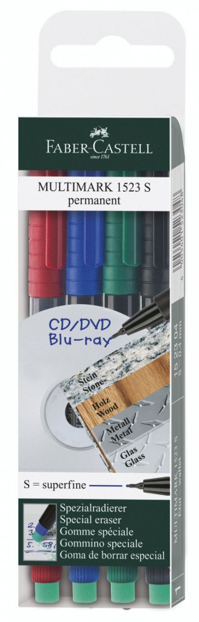 Set markere permanente 4S Faber-Castell Multimark, 4 buc/set